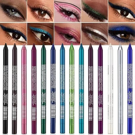 💄 🎨 14er-Set Wasserfeste Farbige Gel-Liner – Metallic & Glänzendes Finish, Verwischfest & Perfekt Für Kreative Looks ✨