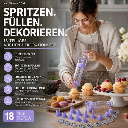 ⏰Edelstahl-Kuchendekorationspistolen-Set💉🏵️🍪