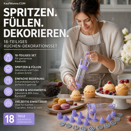 ⏰Edelstahl-Kuchendekorationspistolen-Set💉🏵️🍪