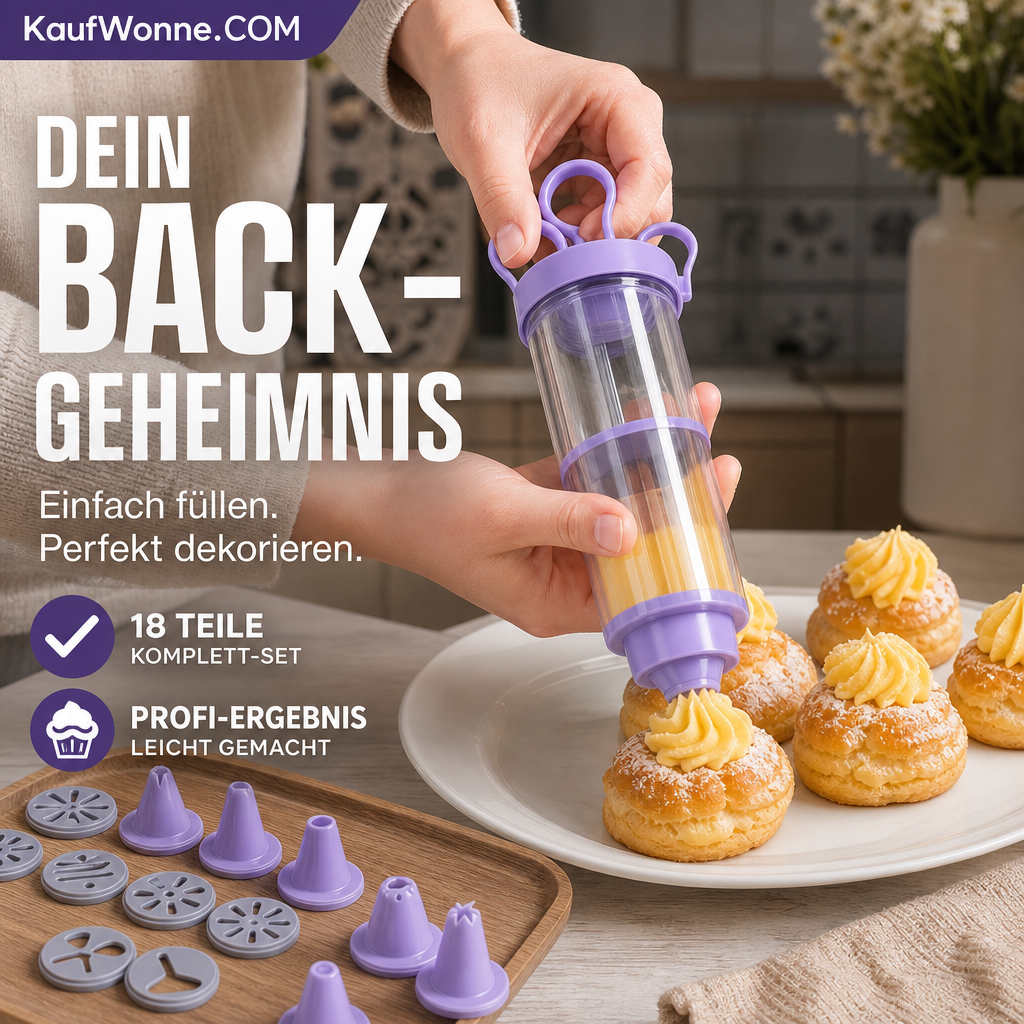 ⏰Edelstahl-Kuchendekorationspistolen-Set💉🏵️🍪