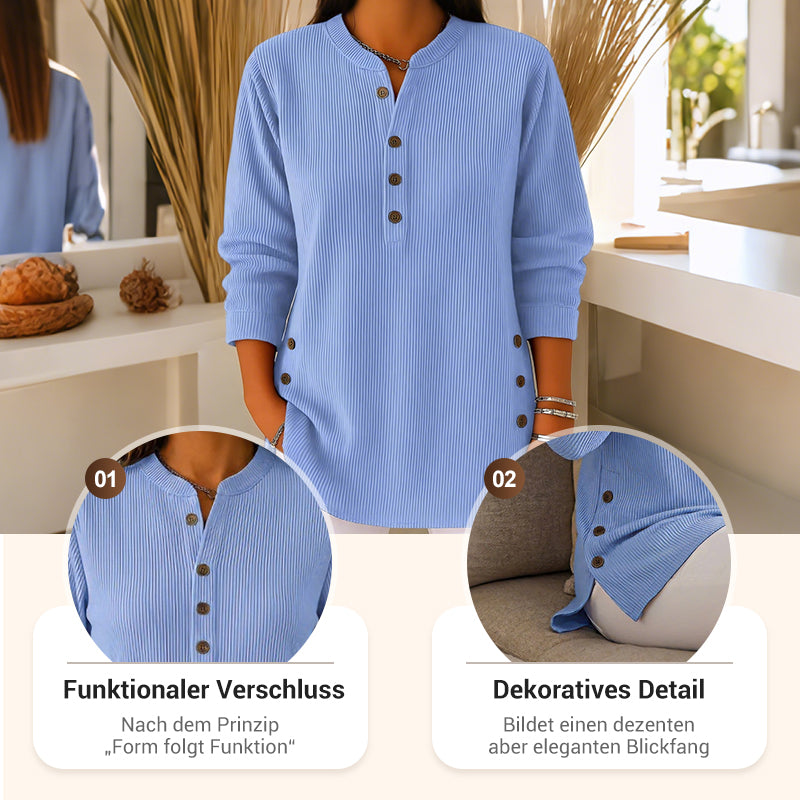 👔 50 % RABATT !!✨Damen Cordbluse mit Henley-Ausschnitt——Ihr Allrounder für jeden Anlass