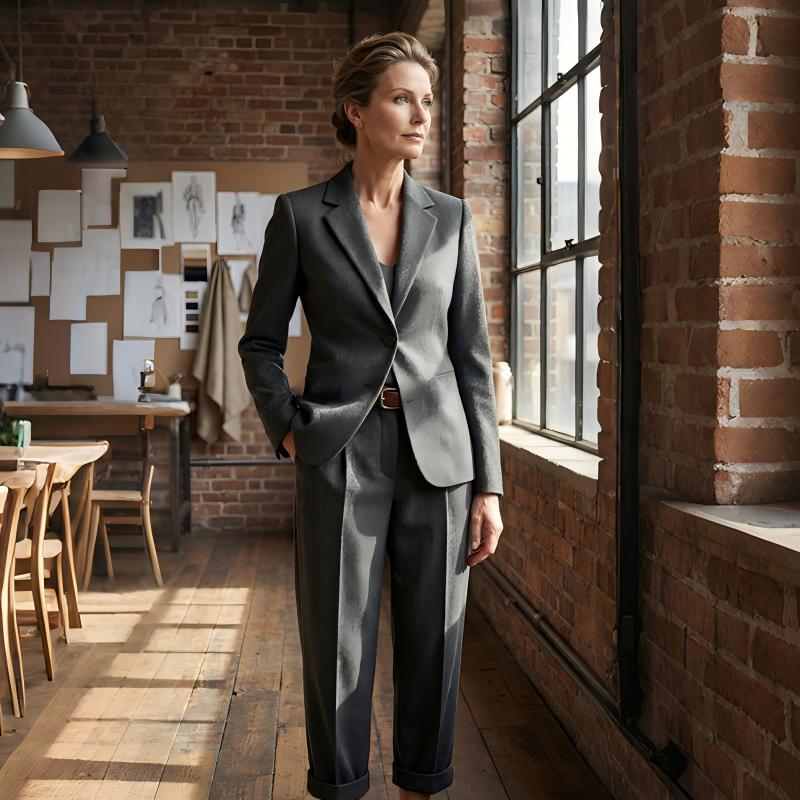 🏆 54% Rabatt !! Damen Business-Anzug – Blazer mit Kragen & Hose, Bügelfrei & Klassischer Look 👖