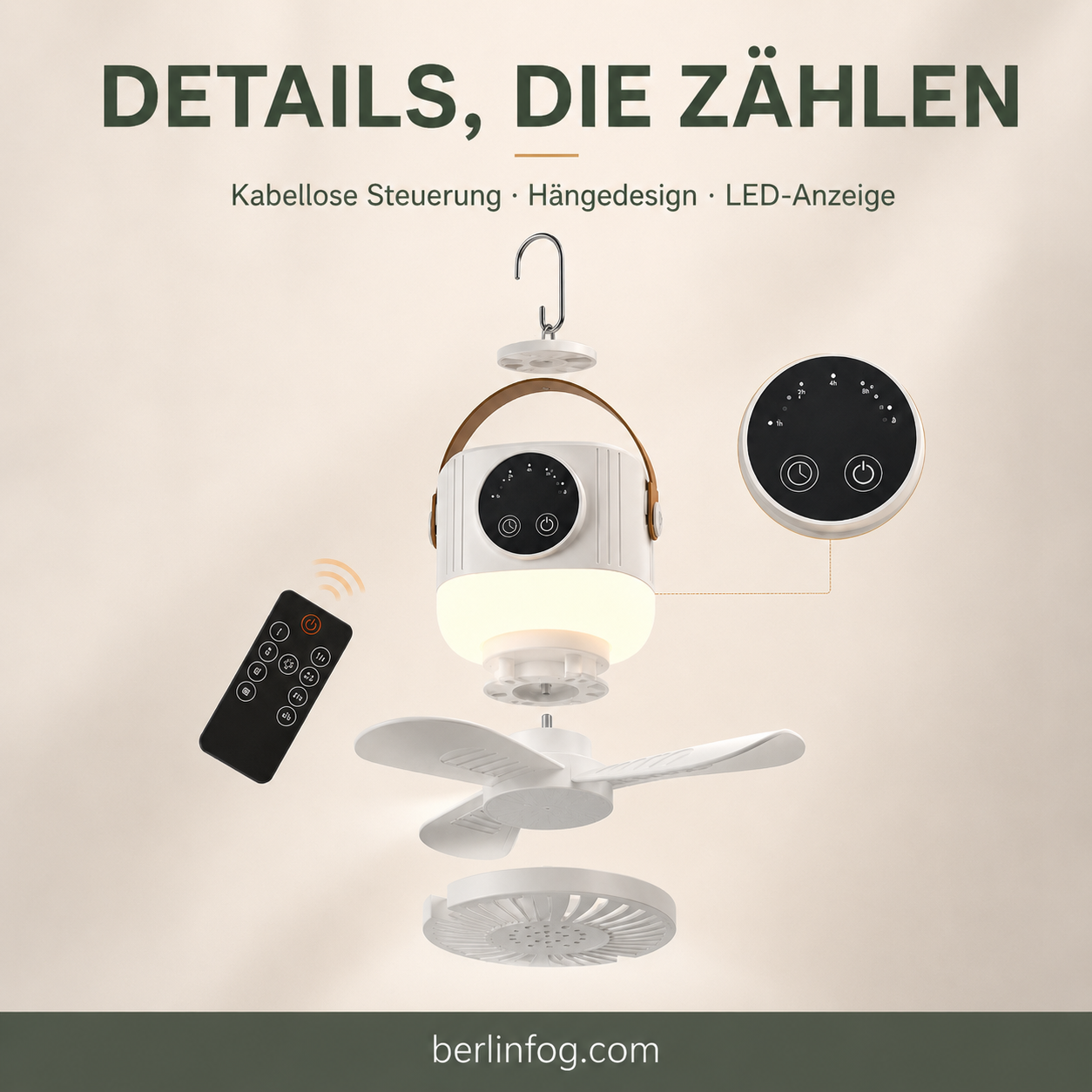 🌬️💡 50% RABATT! Auf wiederaufladbaren Deckenventilator mit LED – Kabellos, leise & dimmbar – Perfekt für Schlafzimmer, Balkon, Camping & Stromlose Räume ✨