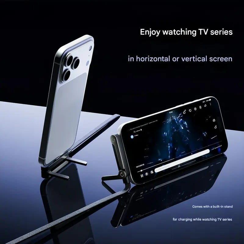 💎 2-in-1 Geflochtenes Schnellladekabel mit Integrierter Handyhalterung – 240W Ultra-Fast, T-förmig & Kabelsalat-frei 🔋📱