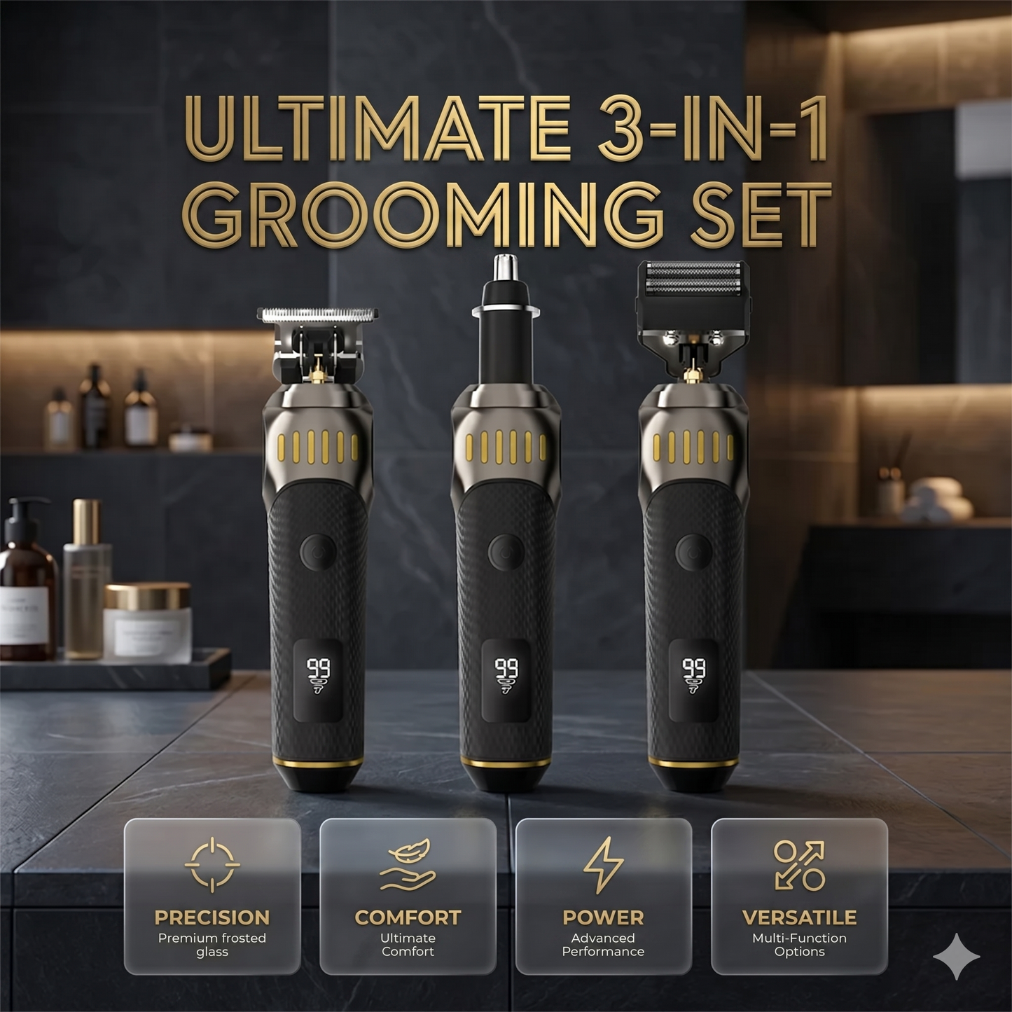 ❄️Sommerfrische 51 % Rabatt!👨Luxuriöses 3-in-1 Profi-Pflegeset für Männer – T-Blade-Trimmer, Folienrasierer & Nasentrimmer – Mit LED-Display & USB-wiederaufladbar