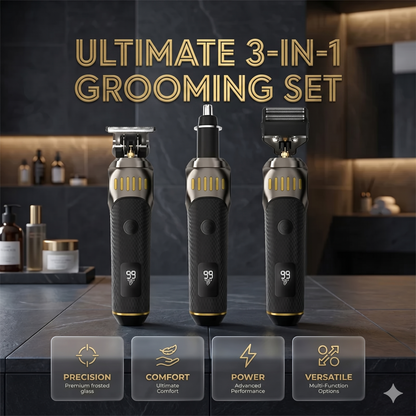 ❄️Sommerfrische 51 % Rabatt!👨Luxuriöses 3-in-1 Profi-Pflegeset für Männer – T-Blade-Trimmer, Folienrasierer & Nasentrimmer – Mit LED-Display & USB-wiederaufladbar