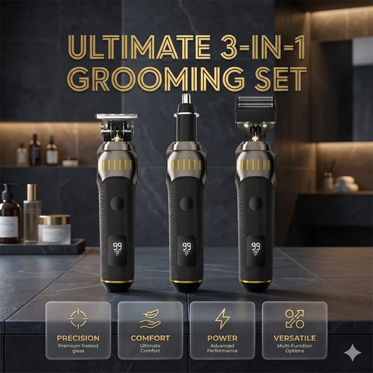 ❄️Sommerfrische 51 % Rabatt!👨Luxuriöses 3-in-1 Profi-Pflegeset für Männer – T-Blade-Trimmer, Folienrasierer & Nasentrimmer – Mit LED-Display & USB-wiederaufladbar