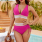 👙 LIMITIERTER 50% RABATT! Patchwork-Bikini 2-teiliges Set, V-Ausschnitt High-Waist Badeanzug für Damen, 2 Farben