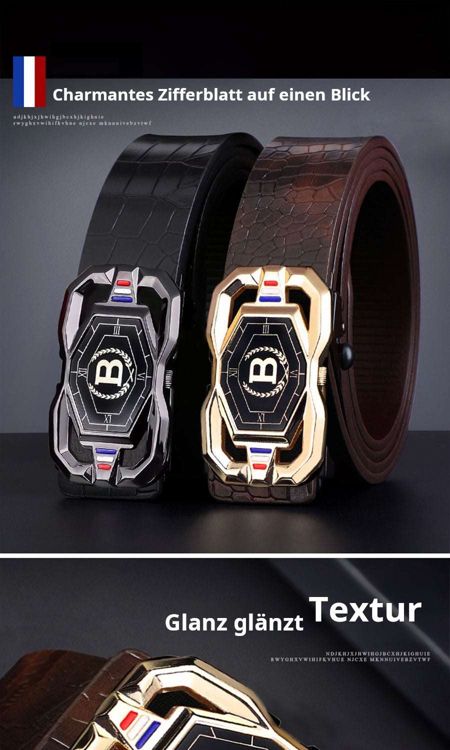 🐊 50% RABATT! 🎉 Herren-Ledergürtel mit Krokodilprägung – Automatische Schnalle, Echtleder & Vielseitig 👔📦