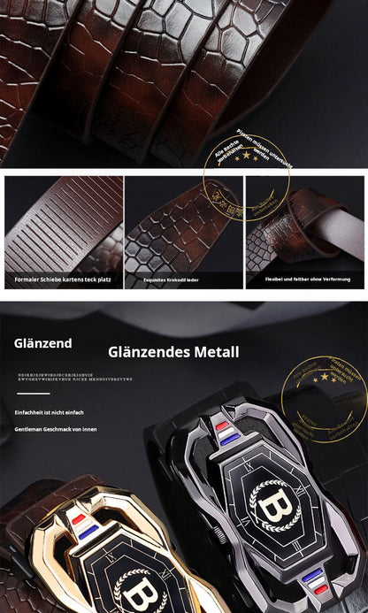 🐊 50% RABATT! 🎉 Herren-Ledergürtel mit Krokodilprägung – Automatische Schnalle, Echtleder & Vielseitig 👔📦