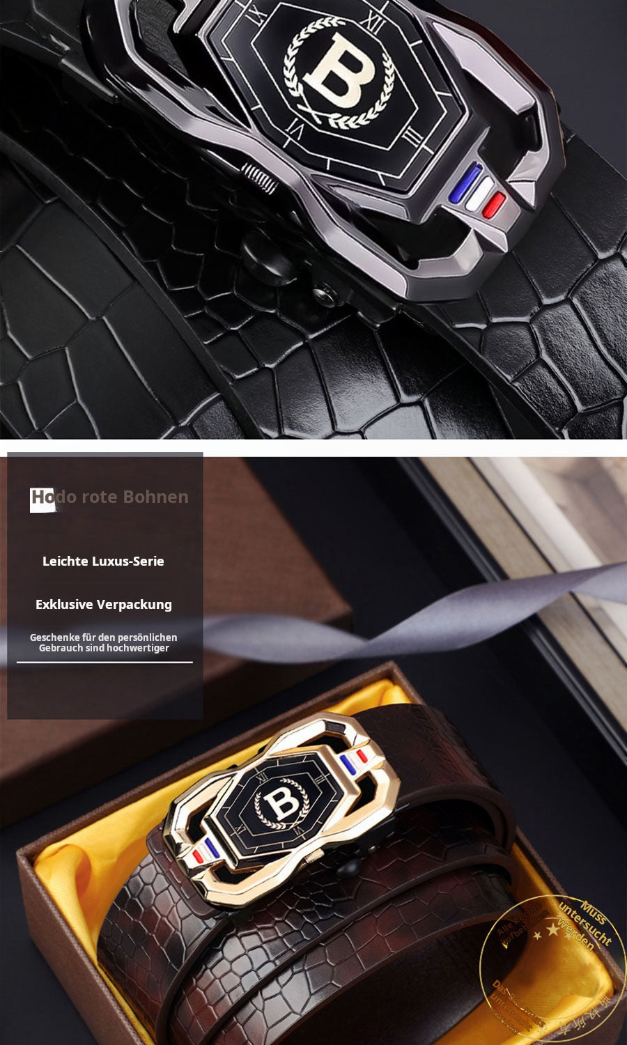 🐊 50% RABATT! 🎉 Herren-Ledergürtel mit Krokodilprägung – Automatische Schnalle, Echtleder & Vielseitig 👔📦