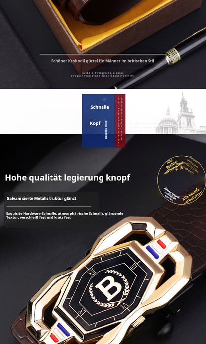 🐊 50% RABATT! 🎉 Herren-Ledergürtel mit Krokodilprägung – Automatische Schnalle, Echtleder & Vielseitig 👔📦