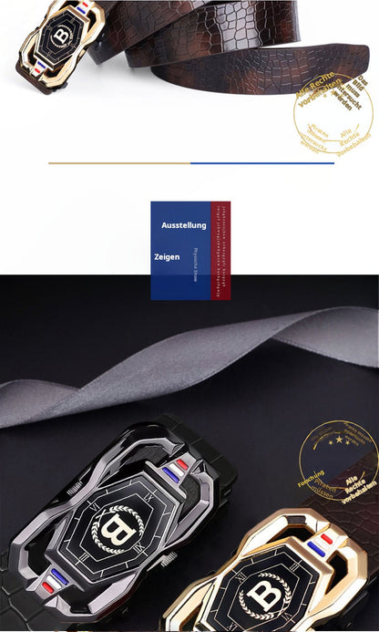 🐊 50% RABATT! 🎉 Herren-Ledergürtel mit Krokodilprägung – Automatische Schnalle, Echtleder & Vielseitig 👔📦