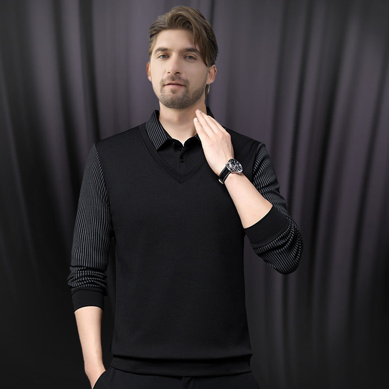 🔥Gestreiftes Revers Fake Zweiteiliges Hemd