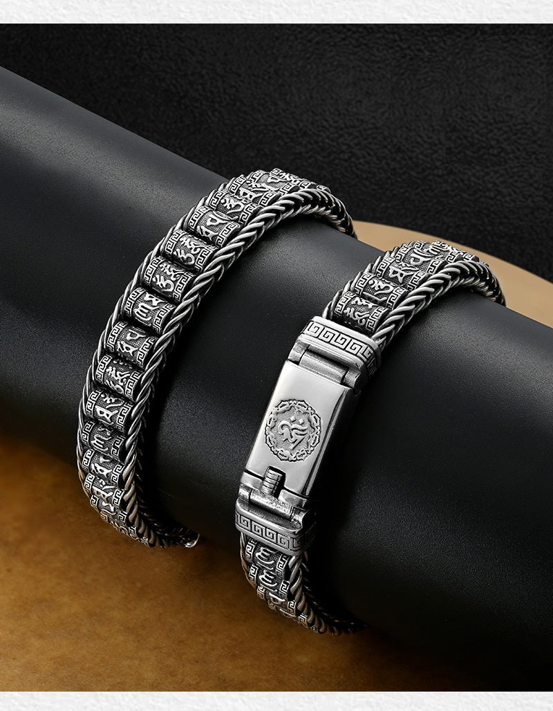 ✨ Tibetisches Gebetsmühlen-Armband – 925er Sterlingsilber, Glücksbringer & Valentinstagsgeschenk