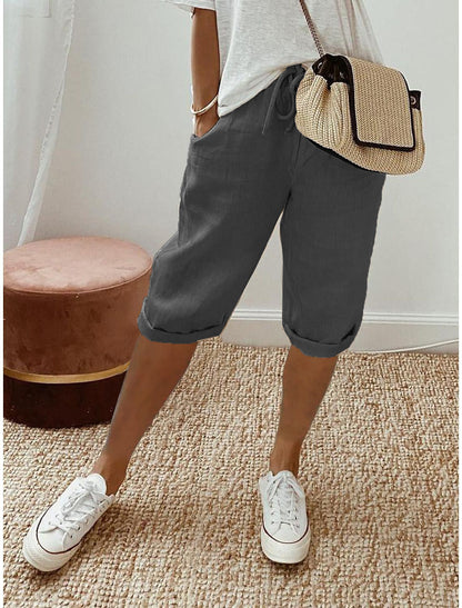 🔥🔥 2026 NEU 🥳💞 50K+ VERKAUFT! ⚡👖Lässige Caprihosen aus Baumwoll-Leinen für Damen