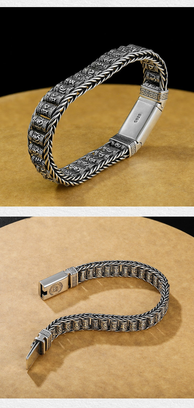 ✨ Tibetisches Gebetsmühlen-Armband – 925er Sterlingsilber, Glücksbringer & Valentinstagsgeschenk