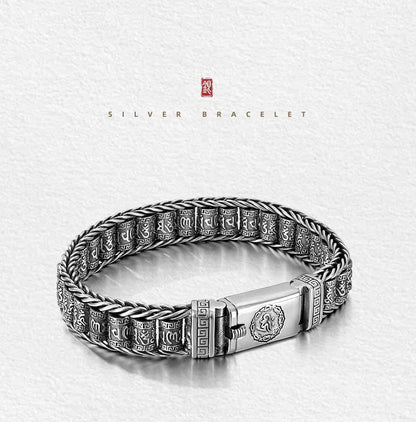 ✨ Tibetisches Gebetsmühlen-Armband – 925er Sterlingsilber, Glücksbringer & Valentinstagsgeschenk