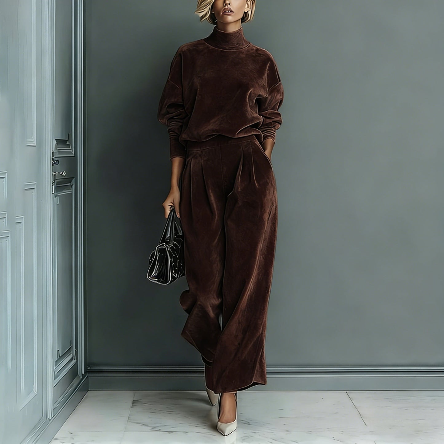 🧡✨Damen-Freizeit-Set: Warmes Oberteil & Weite Hose, 2-teilig