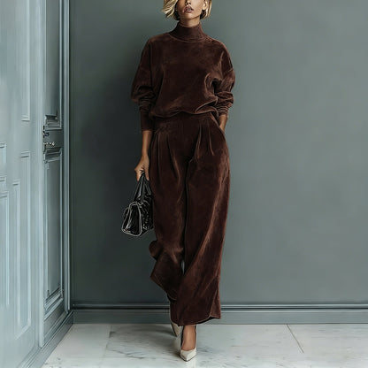 🧡✨Damen-Freizeit-Set: Warmes Oberteil & Weite Hose, 2-teilig