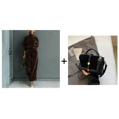 🧡✨Damen-Freizeit-Set: Warmes Oberteil & Weite Hose, 2-teilig