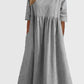 🌸Frauen gelegentlich grundlegender Outdoor -Crew -Nahrung Taschenpocket Smocked Baumwollkleid