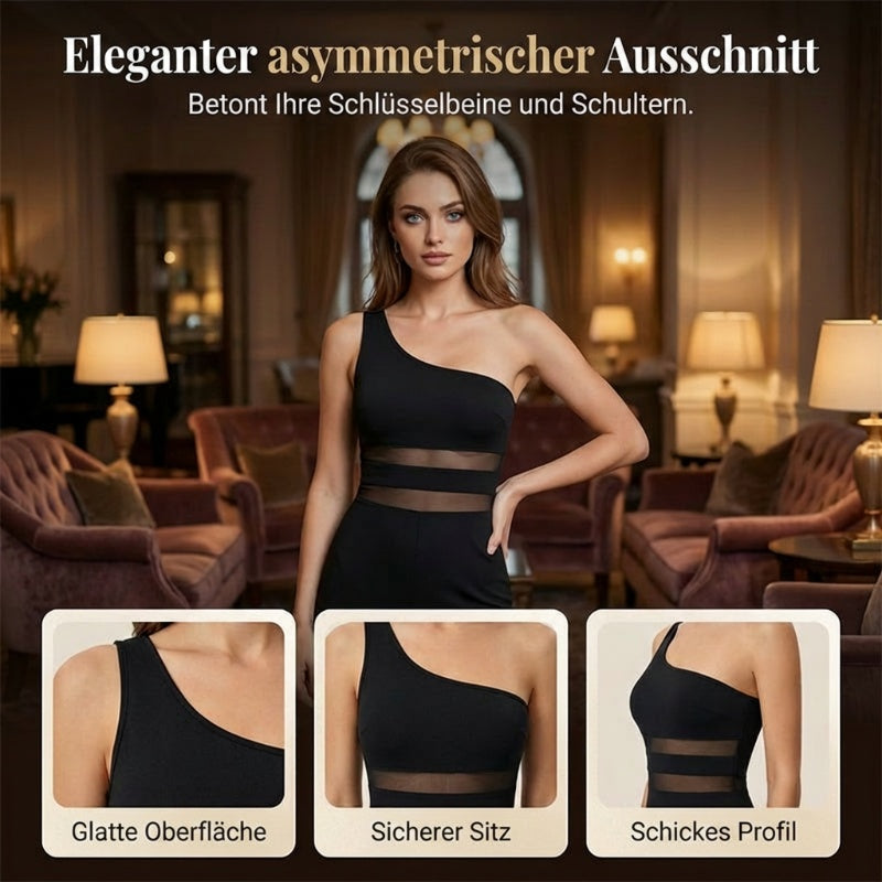 🔥Solange der Vorrat reicht 50 % Rabatt!🎉One-Shoulder Jumpsuit mit weitem Bein und Netzeinsatz