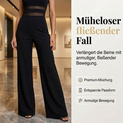 🔥Solange der Vorrat reicht 50 % Rabatt!🎉One-Shoulder Jumpsuit mit weitem Bein und Netzeinsatz