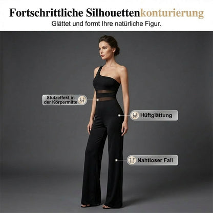 🔥Solange der Vorrat reicht 50 % Rabatt!🎉One-Shoulder Jumpsuit mit weitem Bein und Netzeinsatz