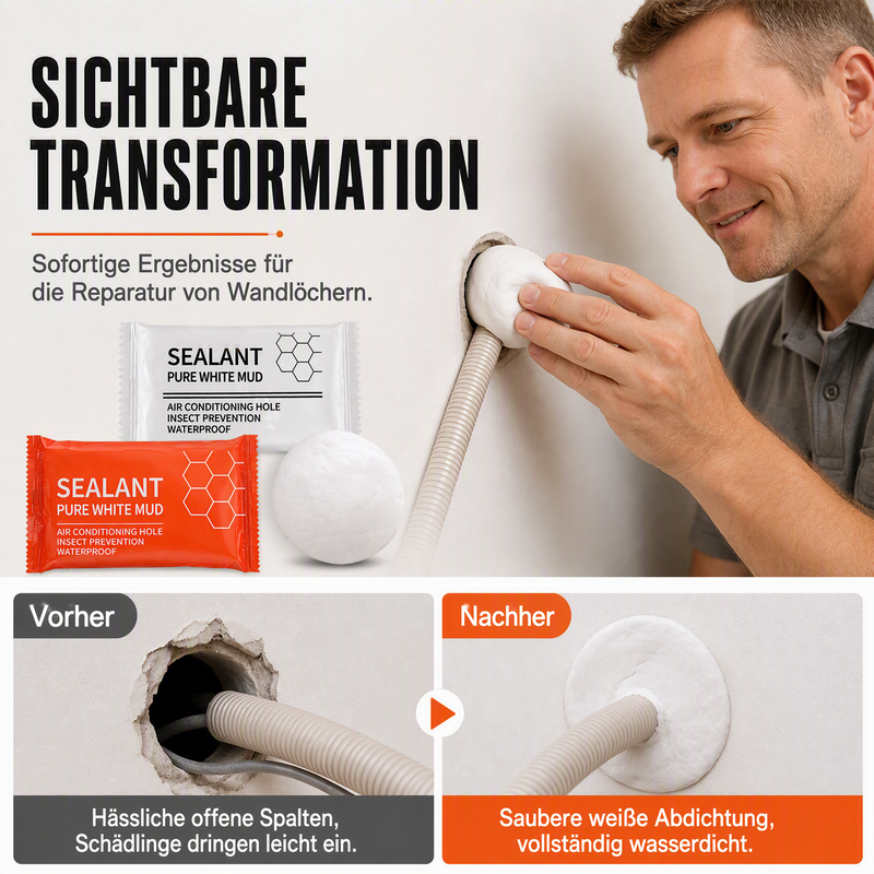 🎉 2026 Sale – Über 22.000 verkauft! 💞 Wasserdichte Wand-Abdichtungsmasse für Klimaanlagenrohre – Stoppt Zugluft, Feuchtigkeit & Schädlinge – Formbar, Schnelltrocknend & Überstreichbar ✨
