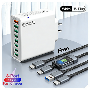 ⚡8-Port-USB-Schnellladeladegerät für Mobiltelefone