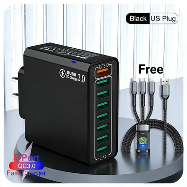 ⚡8-Port-USB-Schnellladeladegerät für Mobiltelefone