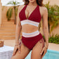 👙 LIMITIERTER 50% RABATT! Patchwork-Bikini 2-teiliges Set, V-Ausschnitt High-Waist Badeanzug für Damen, 2 Farben