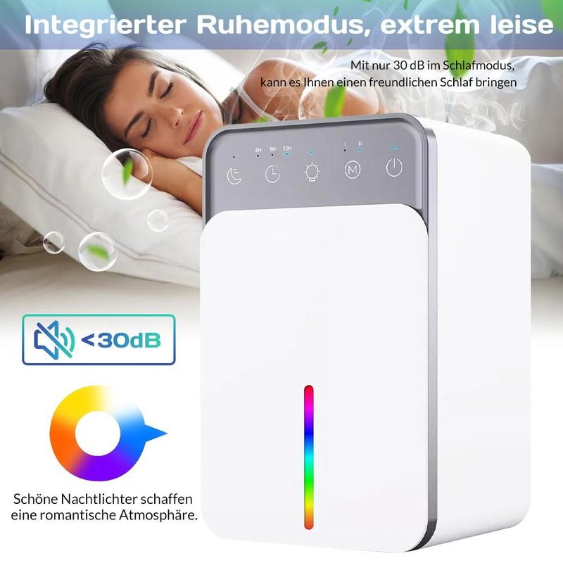 🌿💦 220V mit Mehrfarbigen LED-Lichtern & Auto-Timer - Niedrige Energie & leiser Betrieb - Ideal für Schlafzimmer und Keller