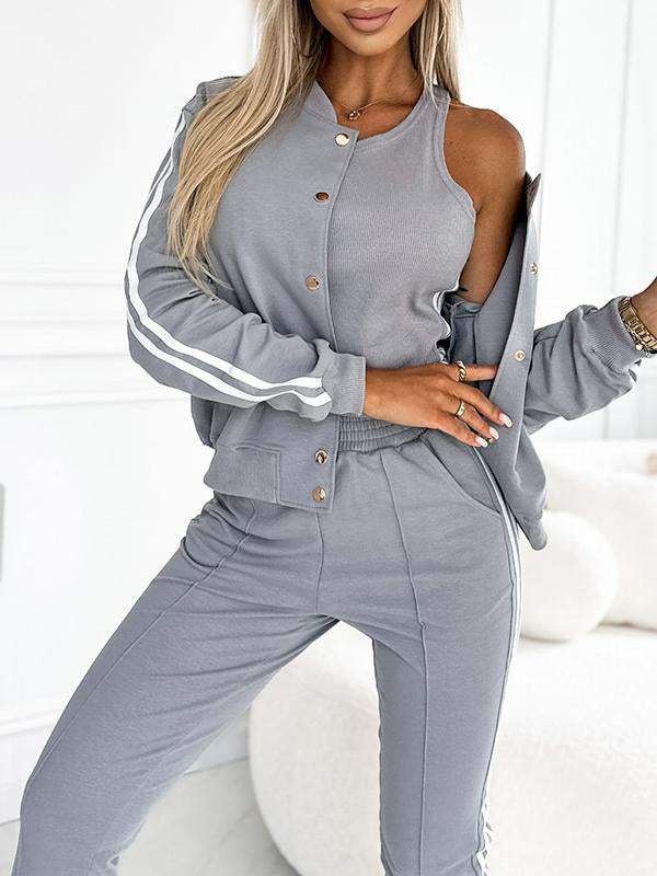 Dreiteiliges Set für Damen, bestehend aus einer Jacke und einer Baseballhose