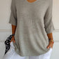 🌸 50% RABATT! 🧶 Unifarbenes Gestricktes Top mit V-Ausschnitt – Frühjahrsverkauf – Weich & Bequem, Zeitloser Look & Vielseitig Kombinierbar 👚