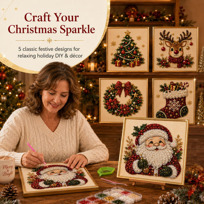 🎄 LETZTER TAG: 49 % RABATT –DIY Weihnachts-Perlenkunst-Set | Beflockte Leinwand mit kratzfesten, farbbeständigen Perlen – festliche DIY-Deko 🎅⛄❄️