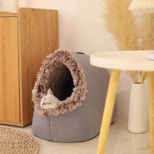 🐾🏠 Gemütliches Warmes Höhlenbett für Haustiere – Kuschelig & Isoliert, Weiches Plüschmaterial & Gemütliches Versteck ❄️