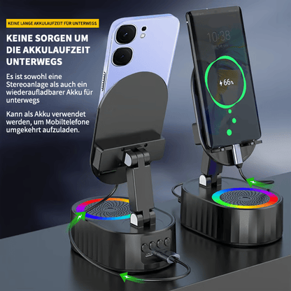 ✨ 2025 Upgrade Handyhalter mit Ein-Touch-Lautsprecher, Powerbank und warmem Umgebungslicht! 🌟