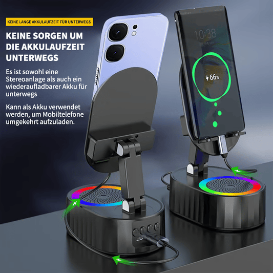 ✨ 2025 Upgrade Handyhalter mit Ein-Touch-Lautsprecher, Powerbank und warmem Umgebungslicht! 🌟
