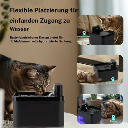 Automatischer Katzenwasserbrunnen, 2,2 l, batteriebetriebener Haustierbrunnen mit Bewegungssensor, kabelloses, geräuschloses Design für Hunde und Katzen