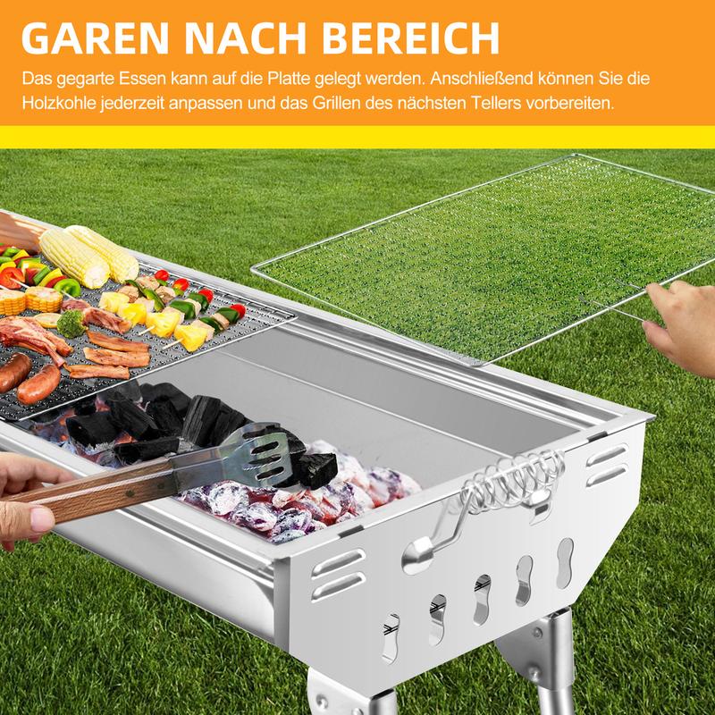 🔥 60% RABATT ! Klappbarer Outdoor-Grill aus Edelstahl – Perfekt für Camping, Garten & BBQ-Partys 🍖