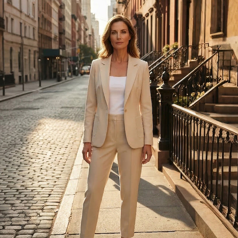 🏆 54% Rabatt !! Damen Business-Anzug – Blazer mit Kragen & Hose, Bügelfrei & Klassischer Look 👖