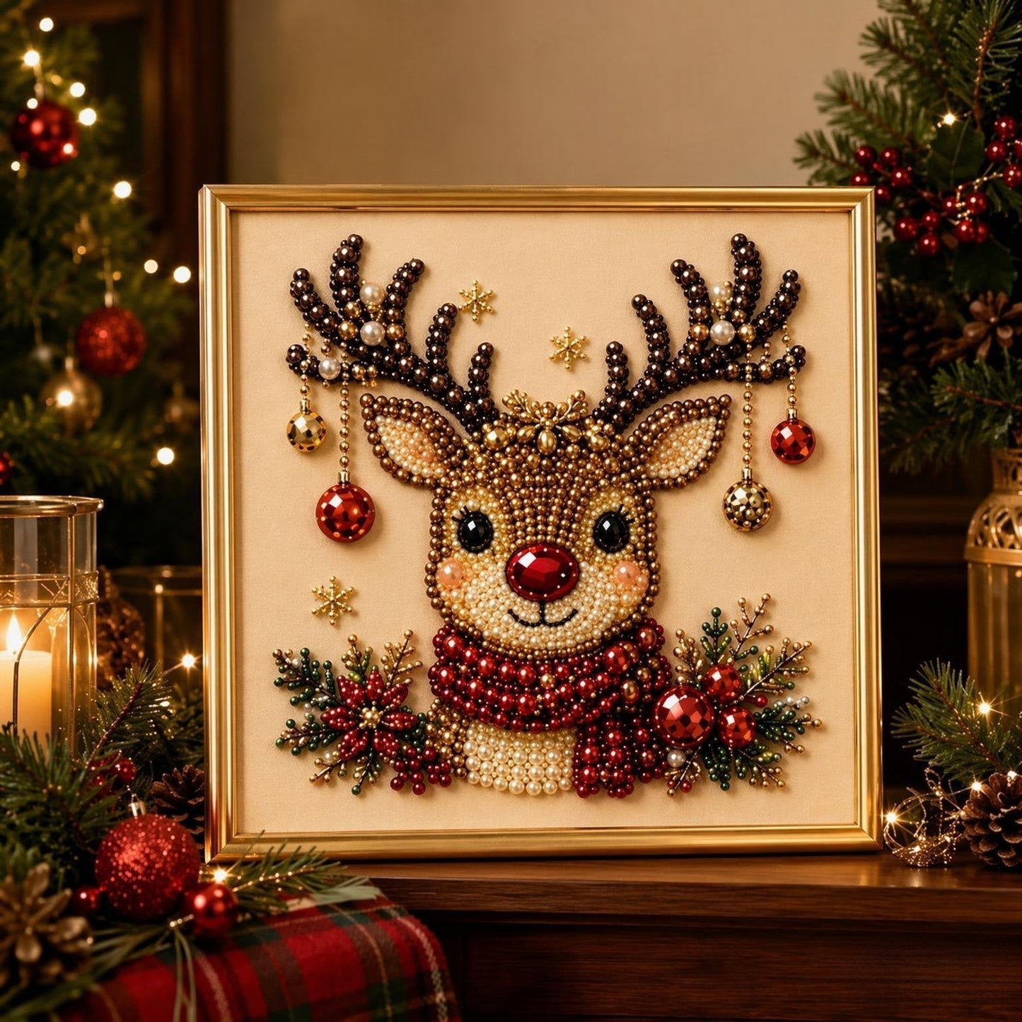 🎄 LETZTER TAG: 49 % RABATT –DIY Weihnachts-Perlenkunst-Set | Beflockte Leinwand mit kratzfesten, farbbeständigen Perlen – festliche DIY-Deko 🎅⛄❄️