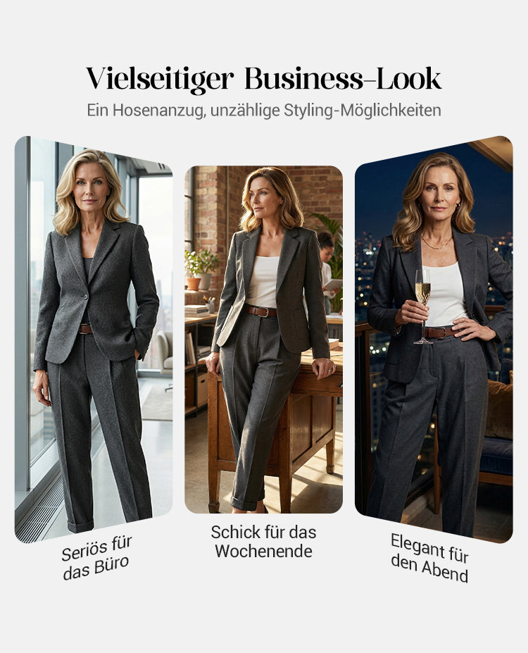 🏆 54% Rabatt !! Damen Business-Anzug – Blazer mit Kragen & Hose, Bügelfrei & Klassischer Look 👖