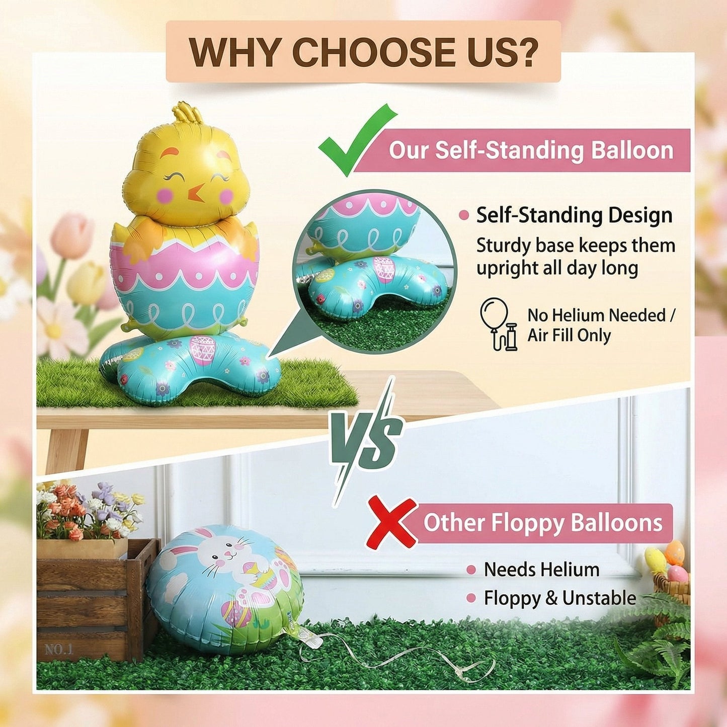 🎁 Oster-Frühbucher-Sale 🐰 Riesen 3D-Steh-Hase-Ballon – selbststehend für festliche Stimmung