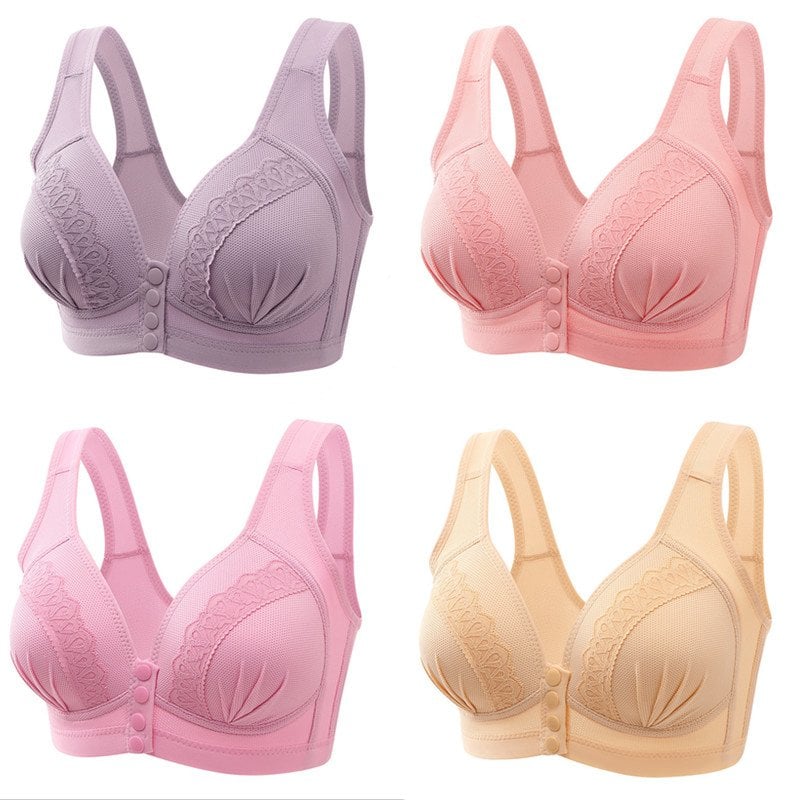 👙 50% RABATT! 🌸 Atmungsaktiver Baumwoll-BH mit Knopfleiste – Einfaches An- und Ausziehen, Weicher Tragekomfort & Anpassbarer Halt 🎀