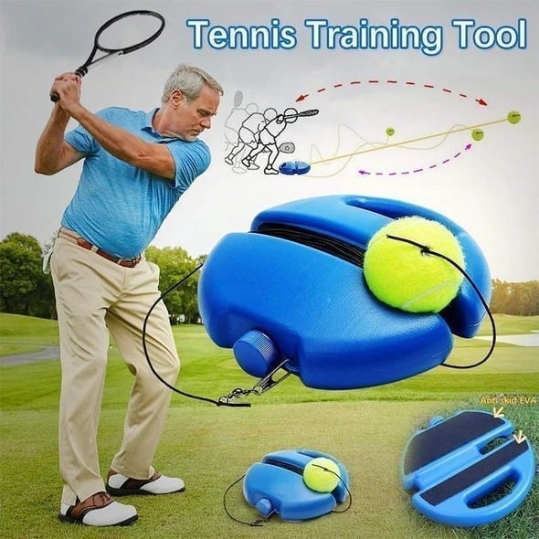 📢📢50% RABATT !!⏰🎾 Tragbarer Tennistrainer mit befüllbarem Sockel für Einzeltraining & Familie