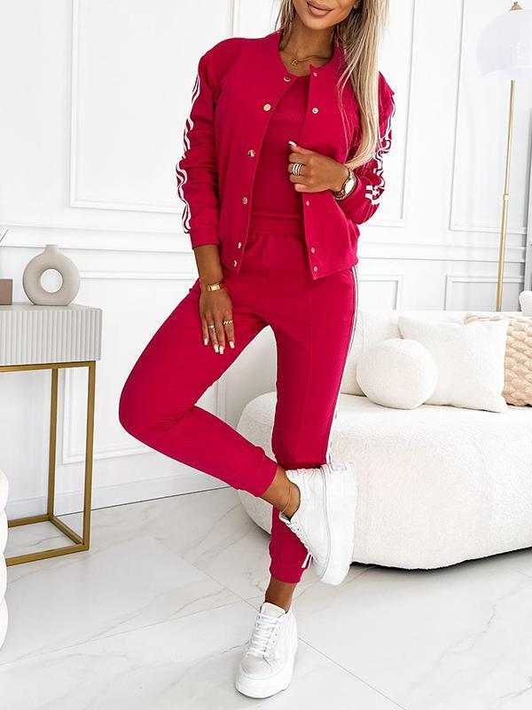 Dreiteiliges Set für Damen, bestehend aus einer Jacke und einer Baseballhose
