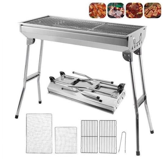 🔥 60% RABATT ! Klappbarer Outdoor-Grill aus Edelstahl – Perfekt für Camping, Garten & BBQ-Partys 🍖